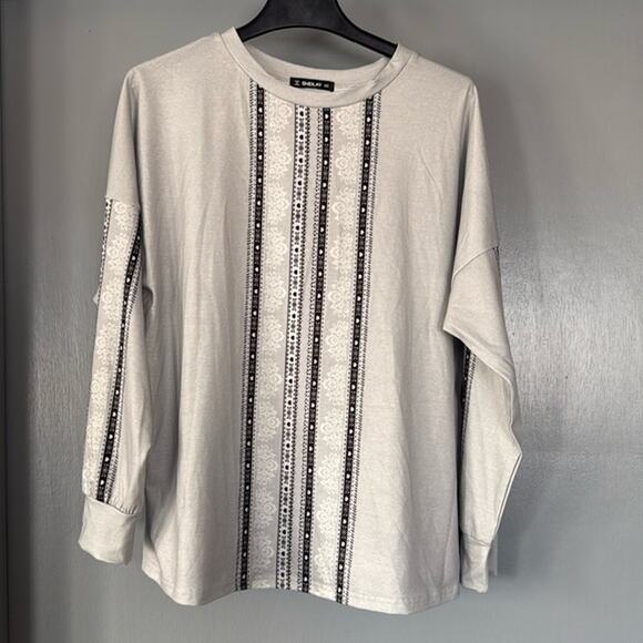 Sheilay Women's Gray Long Sleeved Pullover Crew Necked Tunic Top sz Medium - Picture 1 of 6